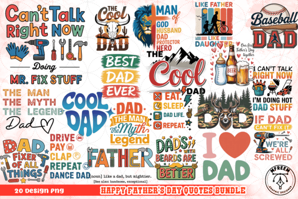 Download Happy Father's Day Quotes Bundle PNG - Father's day Collection