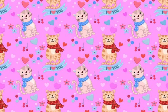 Download Cute Cat with Heart Shape on Pink Color - Premium Resources