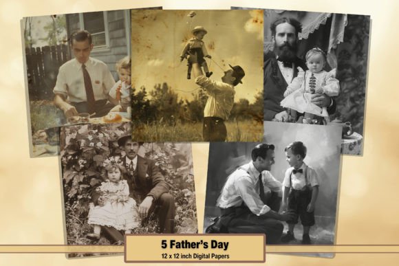 Download Vintage Old Father's Day Paper Pack 13 - Father's day Collection