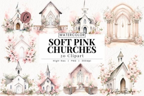 Download Watercolor Soft Pink Church Clipart - Soft pink Collection