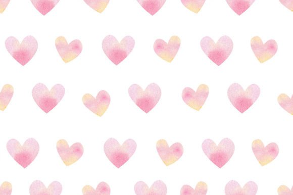 Download Watercolor Pink Hearts Seamless Pattern - Premium Bundle