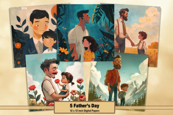 Download Cartoon Cute Father's Day Paper Pack 2 - Father's day Collection