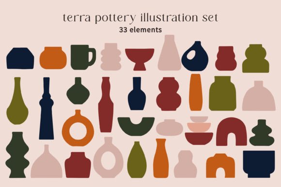 Download Modern Boho Pottery Illustration Element - Pottery Collection
