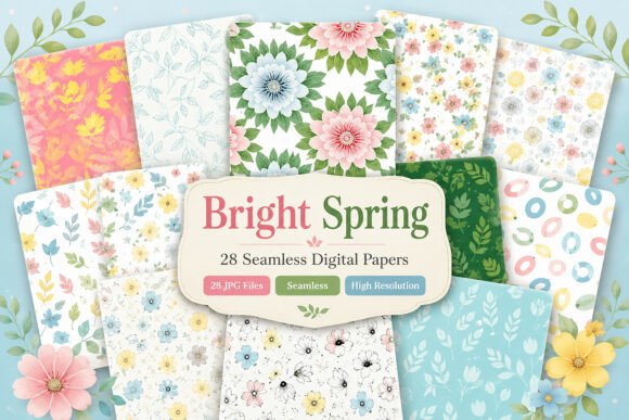 Download Seamless Bright Spring Digital Pattern - Bright Collection