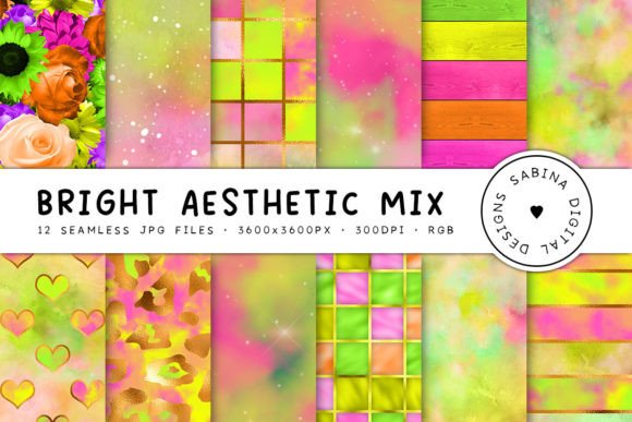 Download Bright Aesthetic Mix Digital Paper - Bright Collection