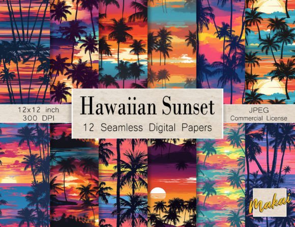 Download Bright Hawaiian Sunset Seamless Patterns - Bright Collection