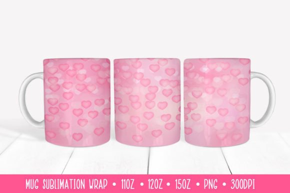 Download Soft Pink Hearts Mug Sublimation Design. - Soft pink Collection